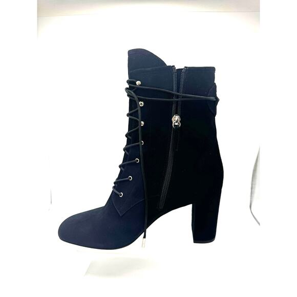 LONGCHAMP BLACK BLOCK HEEL LEATHER LACE-UP BOOT size FR 40/ US 9 - Picture 12 of 13